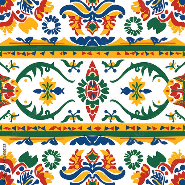 Fototapeta Colorful Floral Pattern with Vibrant Design Elements