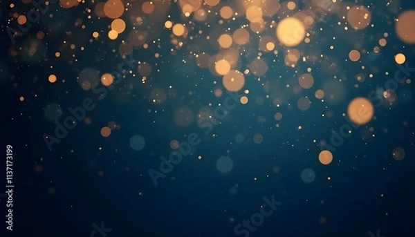 Obraz Fondo abstracto azul oscuro y dorado con partículas y luces de Navidad