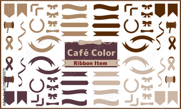 Obraz カフェカラー　リボンアイテム（ココア・カフェオレ・モカ・チョコレート）
