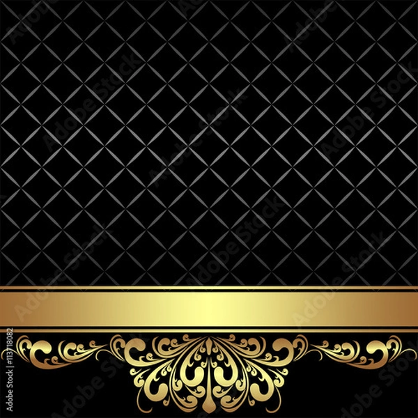 Obraz Elegant black Background with golden Ribbon and royal Border