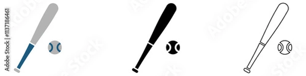 Fototapeta baseball sport, bat and ball vector pictogram sign icon symbol ui and ux design, glyphs and stroke line	