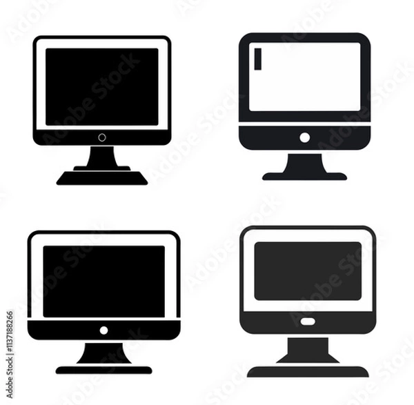 Fototapeta Desktop computer silhouette vector illustration