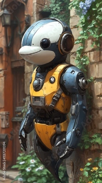 Obraz A Friendly Robot with a Dolphin Head