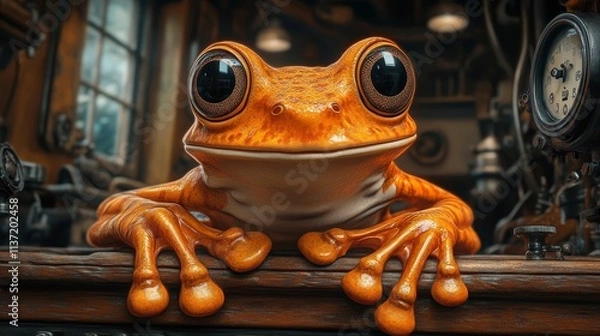 Obraz Curious Frog in a Workshop