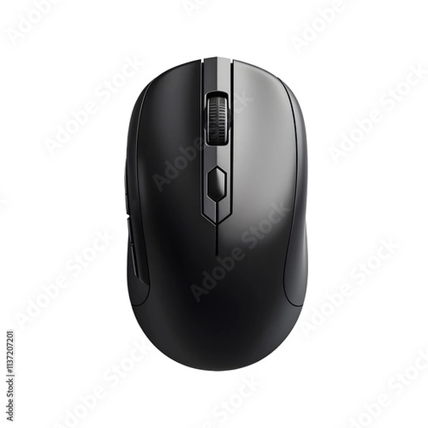 Obraz A black wireless mouse isolated on Transparent background.