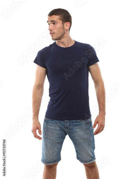 Obraz young man looking away on a white background.