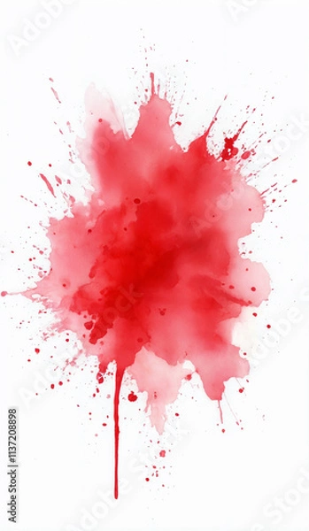 Fototapeta Red watercolor splash on white
