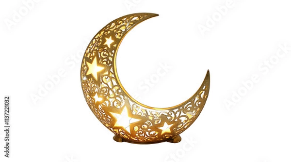 Obraz a crescent moon and star lantern transparant background png
