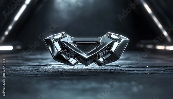 Fototapeta A bold futuristic logo design with sharp edges and metallic textures creating a strong visual impact