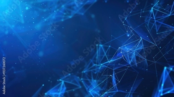 Fototapeta Abstract technology background, blue geometric shape technology lines.