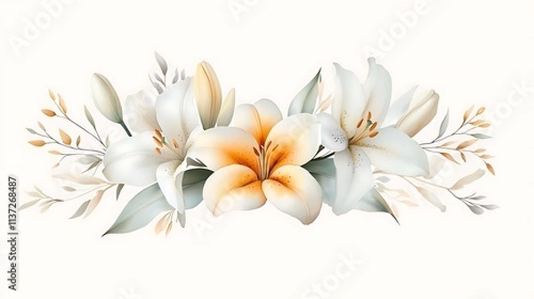 Fototapeta Artistic floral arrangement display digital artwork in a bright aesthetic environment