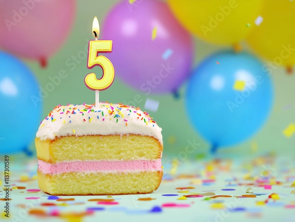 Obraz Birthday cake featuring the number 5