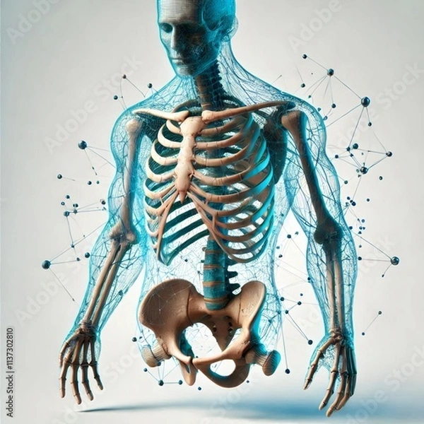 Obraz 3D Human Ribs  – Bone Structure Graphic for Medical Anatomy and Study Resources