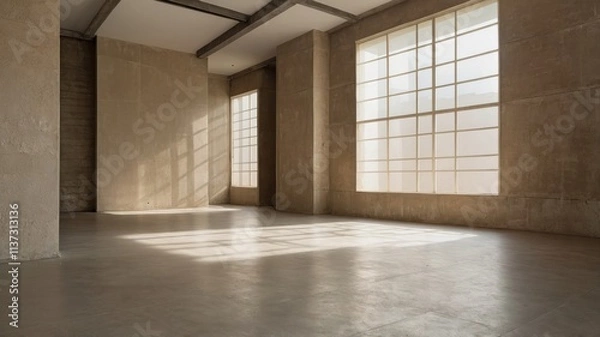 Fototapeta light beige empty wall and smooth floor