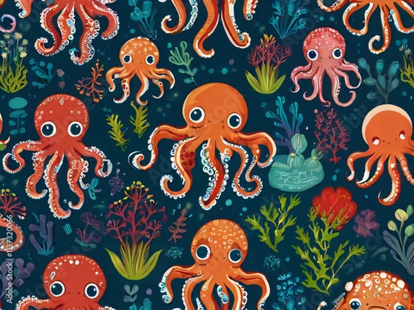 Obraz octopus seamless pattern