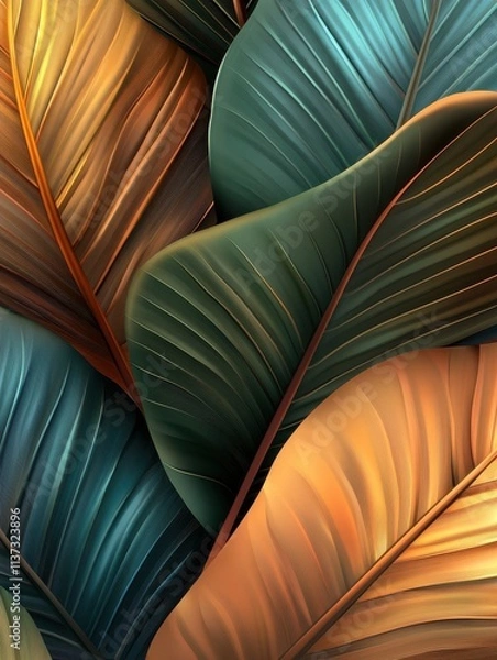 Fototapeta Luxury nature leaves background vector. Floral pattern, Tropical leaf with line arts, jungle plants, Exotic pattern with palm leaves. Vector illustration.