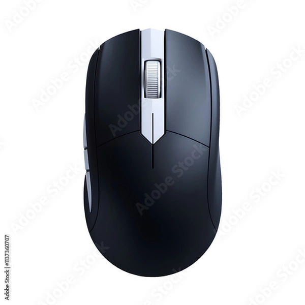 Obraz A black wireless mouse isolated on Transparent background.

