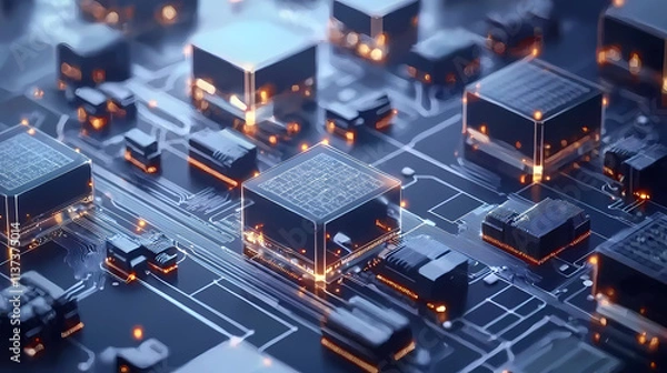 Fototapeta Decentralized block-chain technology