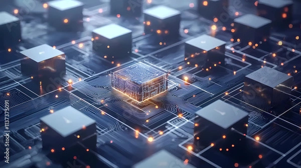 Fototapeta Decentralized block-chain technology