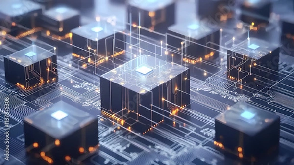 Fototapeta Decentralized block-chain technology