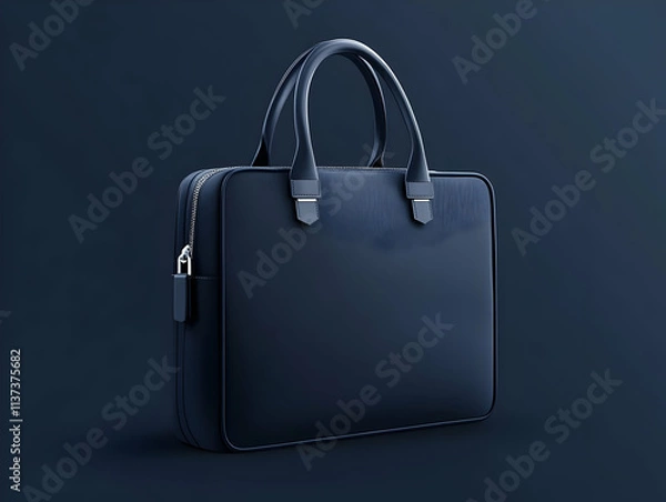 Obraz 3D Render Dark Blue Leather Briefcase