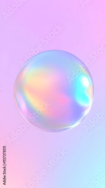 Fototapeta Iridescent Oval Shape Against Pastel Background