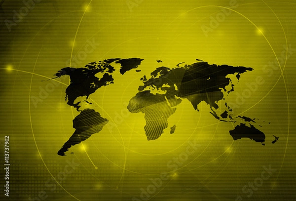 Fototapeta world map technology style