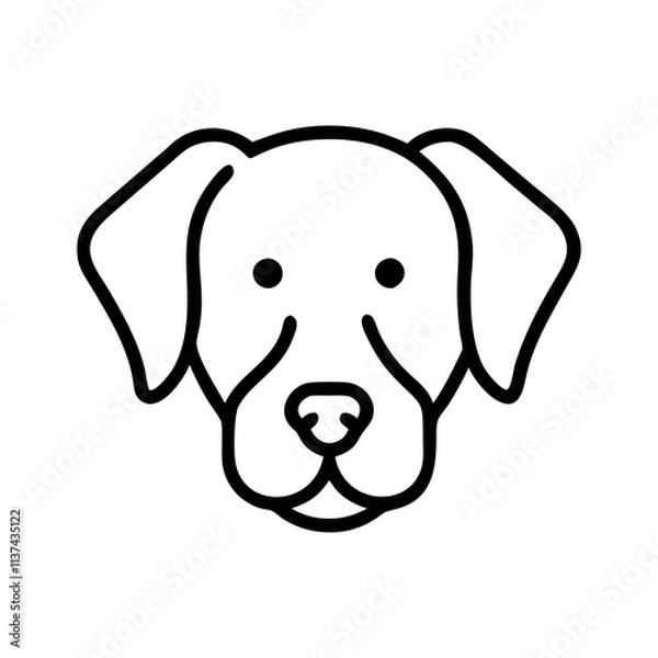 Fototapeta Simple line art illustration of a dog's head dog head, vector Art, Icon, Logo and Graphics. Dog head outline and line art illustration design.