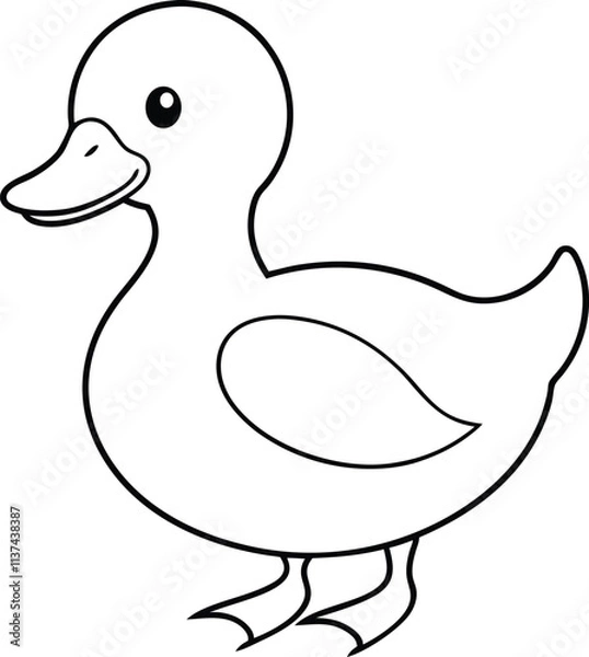 Fototapeta Cute Duck Outline for Children to Color Vector Illustration