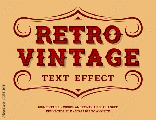 Obraz Red vintage Editable 3d text effect. Retro text effect in wild west style.