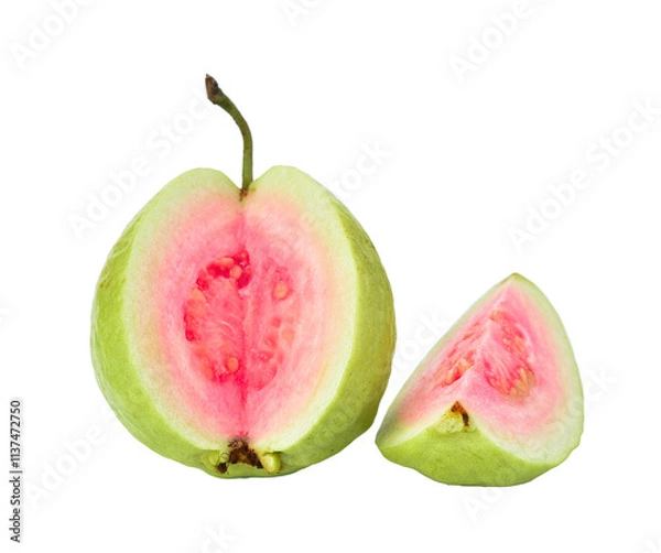 Fototapeta Fresh red guava isolated on transparen png.