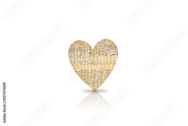 Obraz heart carved from wood on a white background