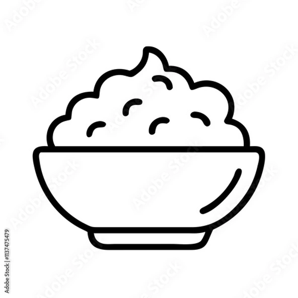 Fototapeta mashed potatoes icon, thanksgiving line art, thanksgiving icon - simple black line art icon of mashed potatoes, for thanksgiving celebrations. thanksgiving vector art.