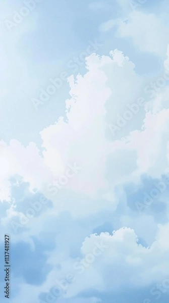 Fototapeta Blue watercolor background with clouds shapes, wallpaper, texture, design