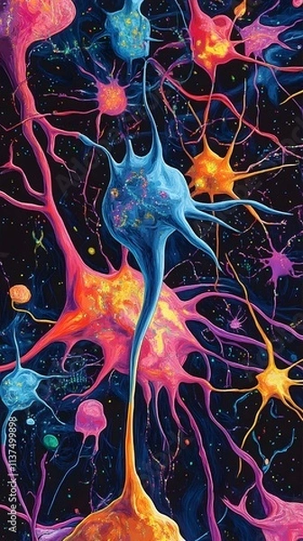 Fototapeta 66. A colorful depiction of the neural pathways involved in motor control, showcasing their complexity