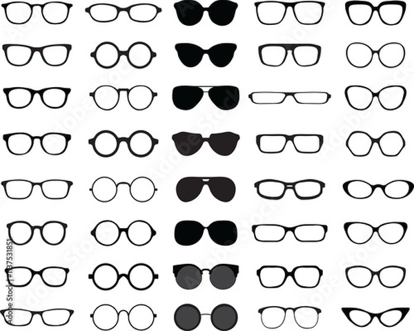 Obraz Black silhouettes of different eyeglasses 
