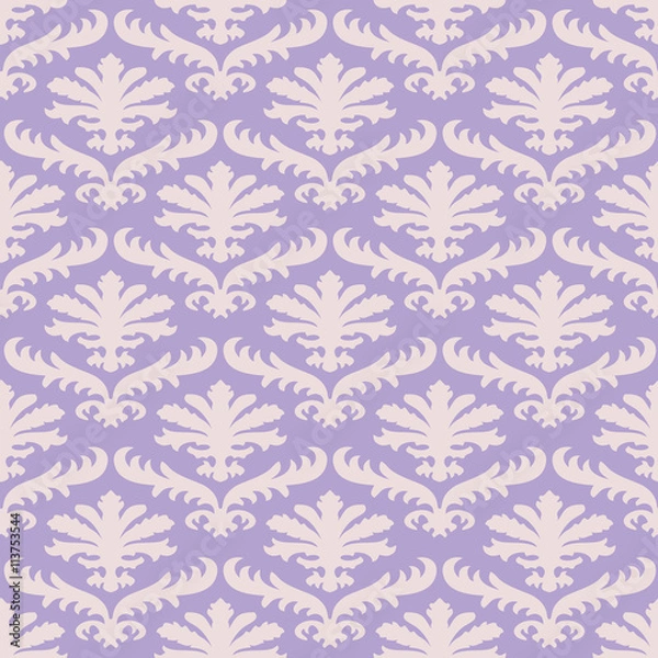 Fototapeta wrapping leaves damask seamless floral pattern background for website, wallpaper, repeating foliage floral western damask flower organic, lavander drapery luxury tiled decor old revival venetian 