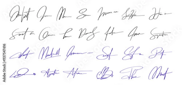 Fototapeta Abstract Signature Line Handwritten for Document and Business
