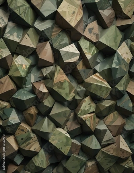Fototapeta Abstract geometric camouflage texture in assorted shapes and patterns, structure, artistic