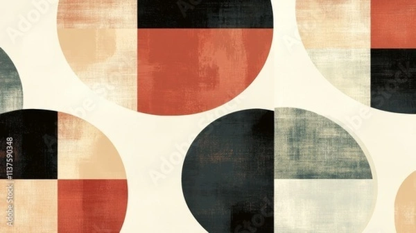 Obraz Abstract Geometric Patterns with Earthy Tones and Soft Textures