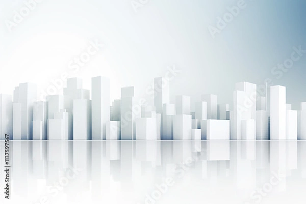 Fototapeta generated illustration of skyscraper and metropolis city in monochrome.