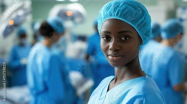 Fototapeta Healthcare professional in a medical environment.