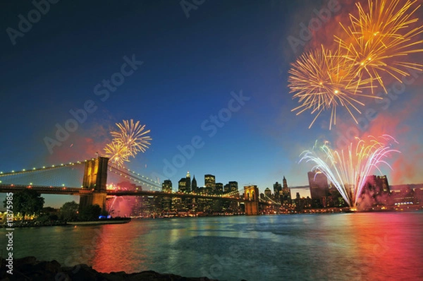 Obraz Most Brookliński i program Fireworks