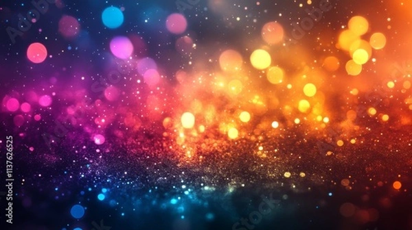 Fototapeta Colorful glittering abstract bokeh lights with vibrant glow