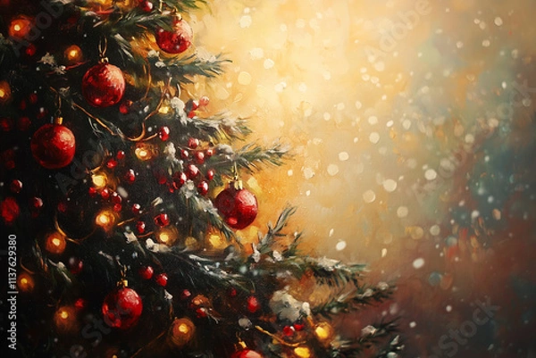 Obraz christmas tree with red balls