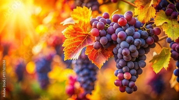 Fototapeta Fall Grapes Soft Background - AI Photo