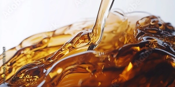 Obraz Close-up of amber liquid pouring into a glass.