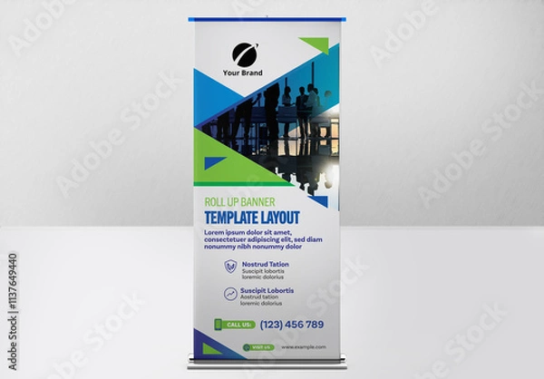 Fototapeta Roll Banner with Geometric Elements