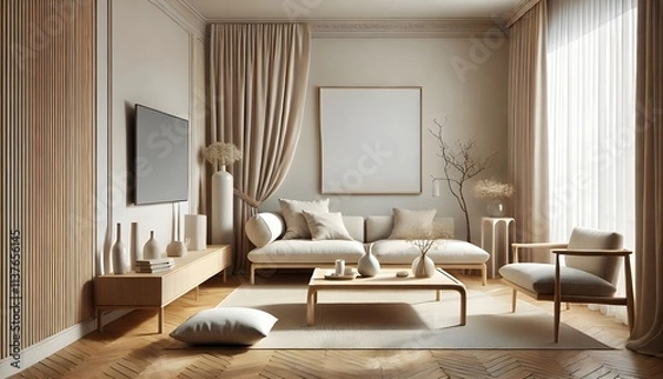 Fototapeta Contemporary Dining Area with Glass Table and Designer Chairs