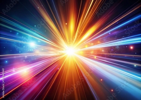 Obraz Speed of Light: Laser Beams, Magic Flash, Horizontal Light Effects, Fast Motion, Energy Burst, Abstract Art, Dynamic Light Streaks
